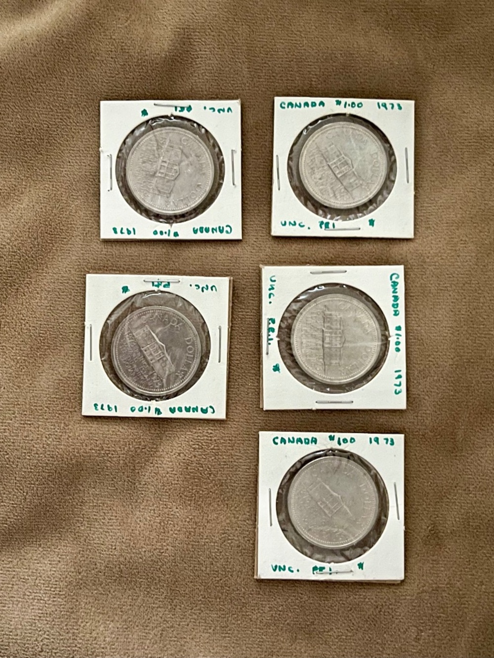 Canadian Dollar Coins 1973 Set of 5